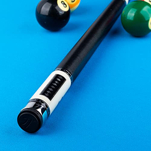 KATANA KAT01 Pool Cue Cream Stained with Smoke Pearlite and Black_Rectangles Smoked Stacked Diamonds 20oz Cream and Smoked Black