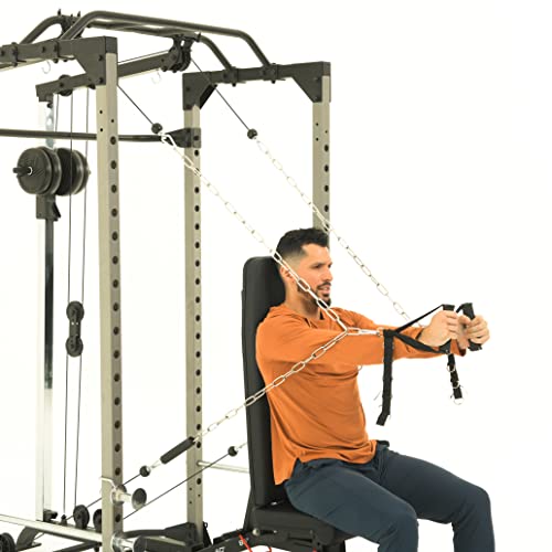 Fitness Reality Cable Cross Over and LAT Pulldown Combo Attachment for Power Cage Grey