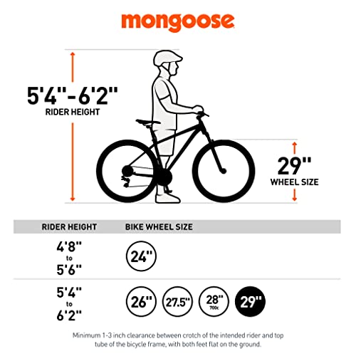 Mongoose Tyax Comp Adult Mountain Bike 29-Inch Wheels Medium Orange