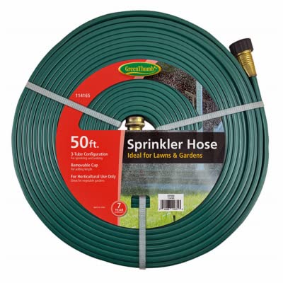 Green Thumb 50' Foot 3 Tube Vinyl Sprinkler/Soaker Garden Hose Green