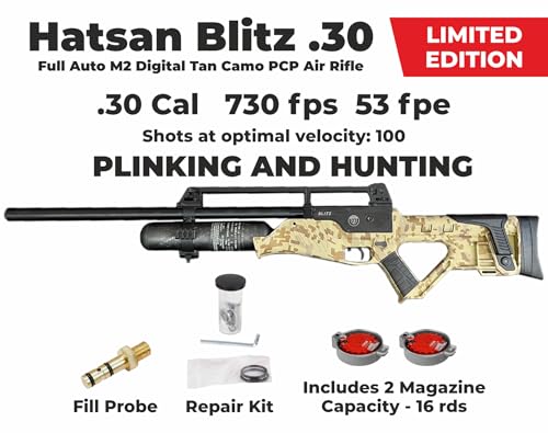 Wearable4U Hatsan Blitz Limited Edition PCP Air Rifle Bundle .30 Cal Digital Tan Camo with Pellets & Targets