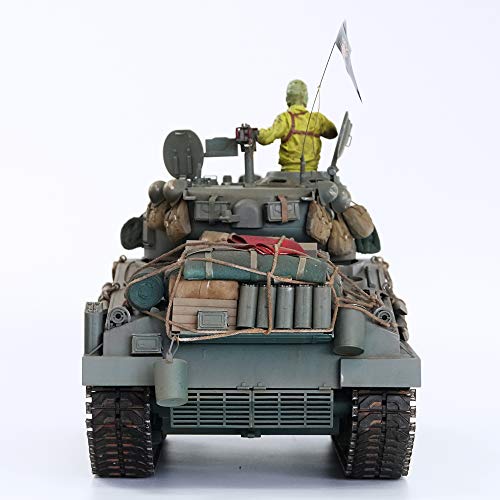 HOOBEN 1/16 M4A3E8 Fury Sherman Tank with Camouflage & Figure Dark Green