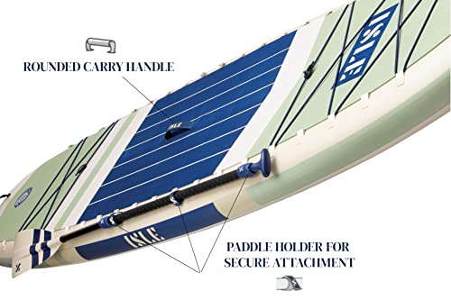 ISLE Surf and SUP Inflatable Hybrid Kayak-Stand Up Paddle Board Bundle Seafoam/Navy
