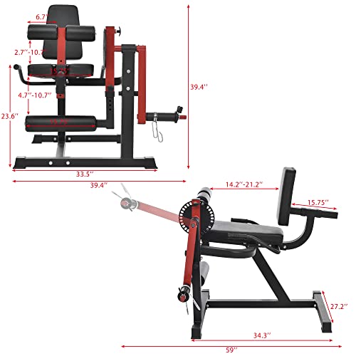 None Leg Extension and Bending Machine - Leg Exercise Machine with Adjustable Sat Backrest and Rotating Leg Extension, Suitable for Home Gym Leg Tendon Exercise Red