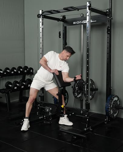 EonfitOmni Power Rack Smith Machine with Cable Crossover Red (with Pad Support)
