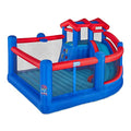 SUNNY & FUN Inflatable Hoop N’ Slide Park with Climbing Wall & Basketball Hoop Blue/Red