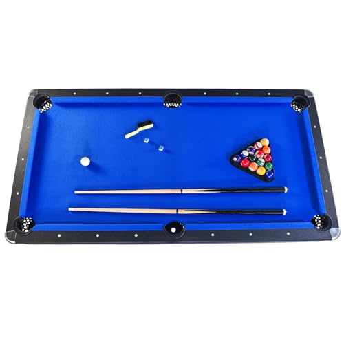 Yoptote 6ft Mid-Size Pool Table with Table Tennis Top and Accessories C-Black+Blue
