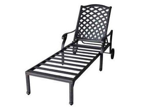 theWorldofpatio Nassau Cast Aluminum Chaise Lounge Set of 2 with Sesame Cushions Antique Bronze