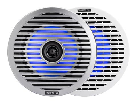 KICKER Marine Gauge-Style Source with (2 Pair) 6.5" Thin-Mount LED Speakers Bundle