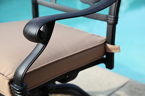 GrandPatioFurniture.com CBM Elisabeth Collection Cast Aluminum 9 Piece Dining Set with 8 Swivel Rockers Black Brown