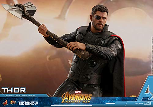 Hot Toys Marvel Avengers Infinity War Thor 1/6 Scale Action Figure Metallic Silver and Light Blue