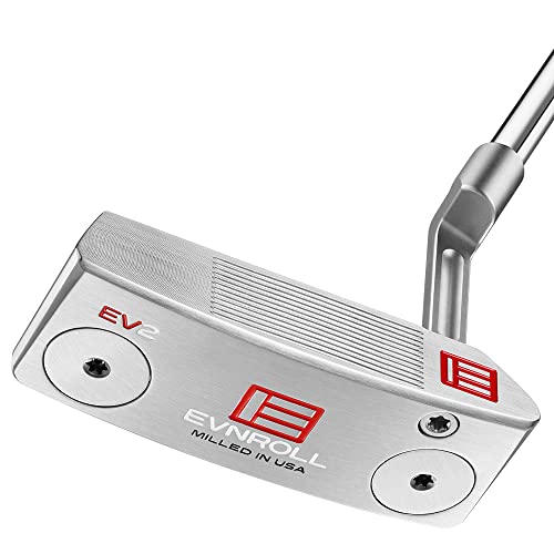 Evnroll 2023 EV2 MidBlade Putter RH Short Slant 35 TourTac Silver, White