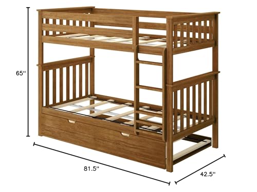 Max & Lily Twin-Over-Twin Bunk Bed with Trundle Pecan