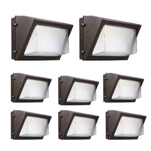 GREENLIGHTDEPOT LED Wall Packs Outdoor Lighting Photocell Adjustable Wattages 40W-120W Bronze 8 Pack