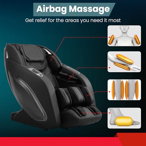 PayLessHere Zero Gravity Massage Chair with Heating, Bluetooth, Foot Roller, and Air Massage System Black