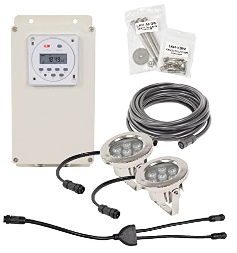 EasyPro Pond Products AquaShine 11W Warm White LED Fountain Lights with Timer & Remote Control