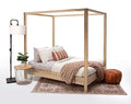 American Furniture Classics Full Canopy Bed with Raised Platform Unfinished Poplar