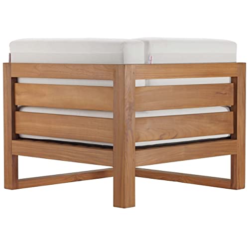 Modway Upland Patio Teak Wood Corner Chair Natural White