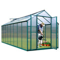 ONLYCTR 8'x16' Green Polycarbonate Walk-In Greenhouse with Roof Vent