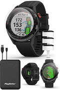 PlayBetter Garmin Approach S62 Premium Golf GPS Watch (Black Bundle) - Virtual Caddie, Mapping, Full Color Screen - Club Tracking Sensors, Screen Protectors, Portable Charger