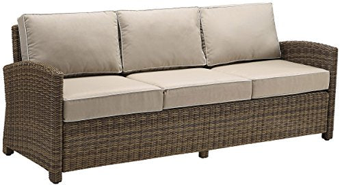 Crosley Furniture Bradenton 5-Piece Outdoor Sofa Set Brown with Sand Cushions