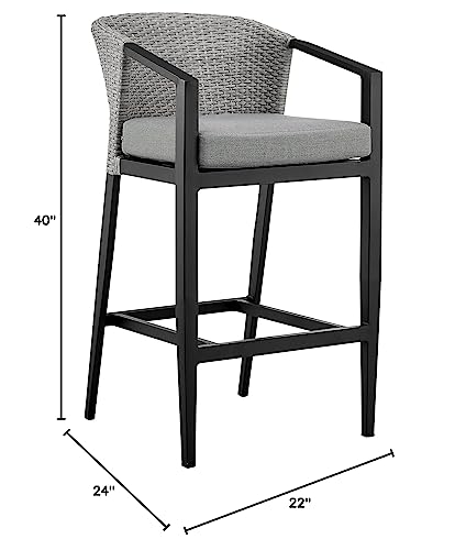 Armen Living Aileen Modern Patio Counter Chair Bar Stool Black