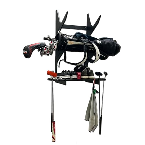TRAPSKI Golf Bag Wall Rack Storage Organizer Black