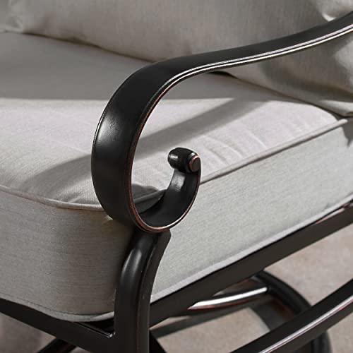 Oakland Living Aluminum Outdoor Swivel Club Rocking Chairs Set of 2 with Thick Grey Cushions Antique Copper