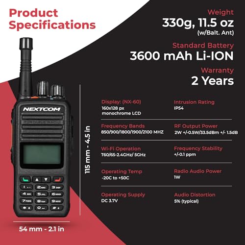 NEXTCOM NXT60 Long Distance LTE Walkie Talkies 2-Pack Black