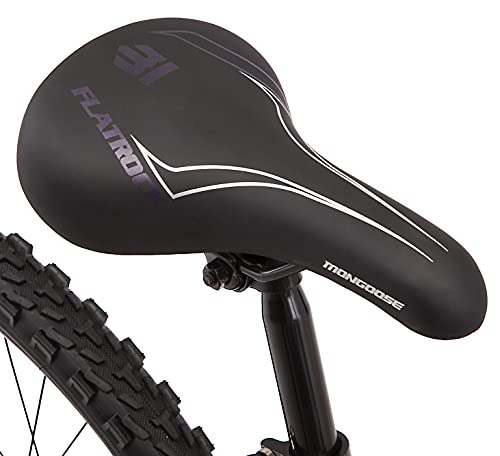Mongoose Flatrock Womens Hardtail Mountain Bike 26-Inch Wheels 21 Speed Twist Shifters 16-Inch Lightweight Aluminum Frame Purple