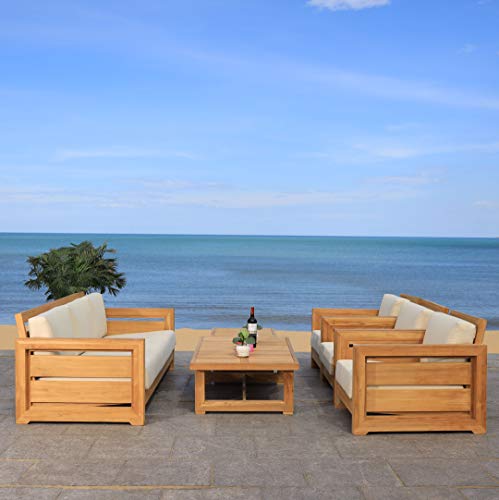 Safavieh Couture Patio Guadeloupe Outdoor Club Chair Natural/White