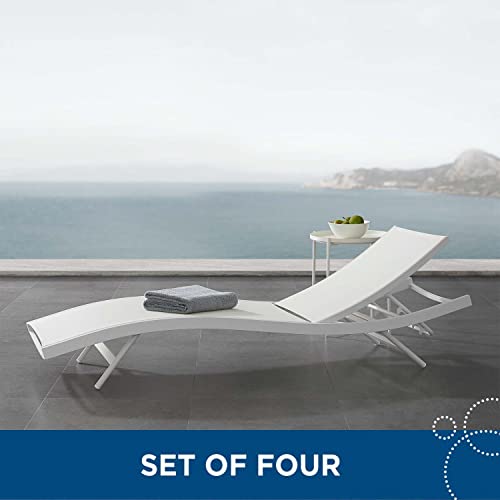 Modway Glimpse Outdoor Patio Mesh Chaise Lounge Set of 4 White
