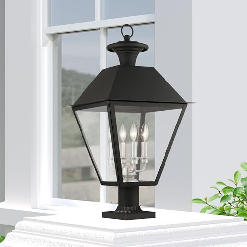Livex Wentworth Collection 4 Light Outdoor Post Top Lantern Black