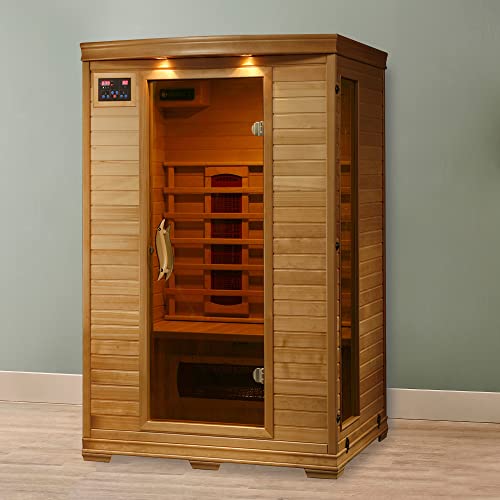 Blue Wave HeatWave BSA2406 2-Person Deluxe Ceramic Infrared Sauna, 1-2, Hemlock