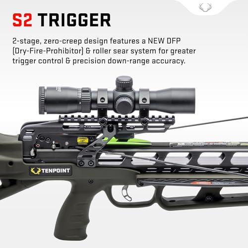 TenPoint Turbo X Crossbow Moss Green 415 FPS with 100-Yard RangeMaster Scope and ACUslide System