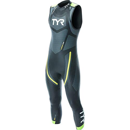 TYR Men Cat 5 Sleeveless Wetsuit Black/Grn/Yellow
