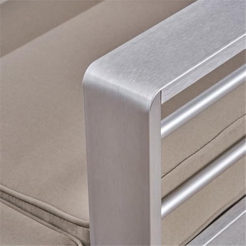 Noble House Cape Coral 4-Seater Aluminum Loveseat and Ottoman Set Silver/Kahki