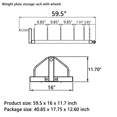 VEITEOX FTY Weight Plate Storage Rack with Handle and Wheels