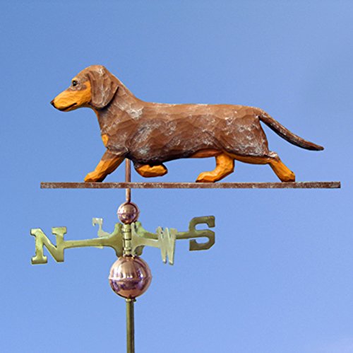 Dachshund Hand Carved & Painted Weathervane Red 32 Inch
