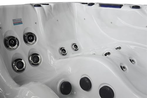 Luxuria Spas Sensation 4-Person 73-Jet Hot Tub with Double Lounge and Touch Screen Silver Marble/Mocha