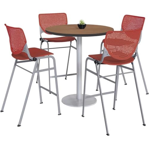 KFI Mode and Kool Round Bistro Table and Stool Set 42" Coral