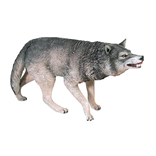 Design Toscano Call of the Wild Growling Gray Wolf Statue Full Color