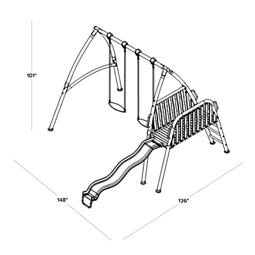 Sportspower Alta Oaks Metal Wood Deck Swing Set with Slide