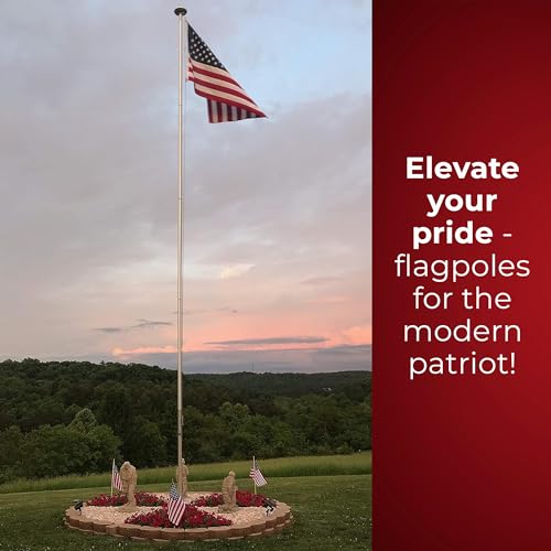 Telepole Manufacturing Inc 7000-T8 Aluminum 28' Sectional Flagpole with Accessories Silver