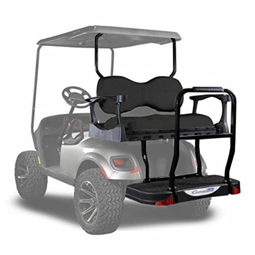 MADJAX Genesis 300 Aluminum Golf Cart Rear Flip Seat Kit for EZGO TXT Black