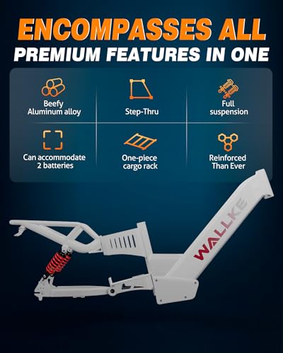 W Wallke Electric Bike for Adults 48V 40Ah 1600W/2800W Peak Dual Motor Fast Long Range Ebike 20 inch Fat Tire Full Suspension Electric Bicycle 31/34MPH Step Thru E-bike APP Control UL2849 Certified White