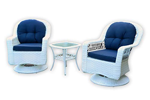 Tortuga Outdoor Biloxi 3 Piece Resin Wicker Bistro Set Coastal White