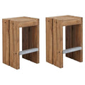 Afuera Living Modern 28" Wood and Steel Bar Stool Set of 2 Brown