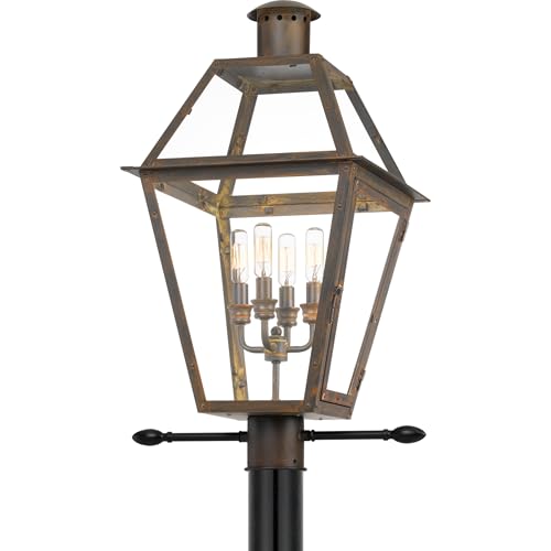 Quoizel Rue De Royal Outdoor Post Lantern 26 Inch 4-Light Industrial Bronze