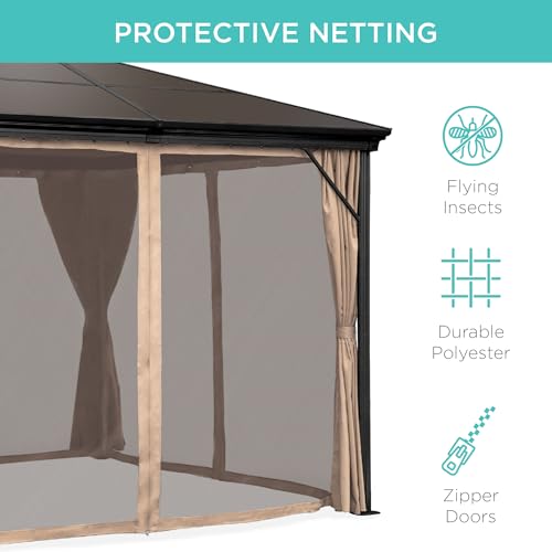 Best Choice Products 10x10ft Hardtop Gazebo Outdoor Aluminum Canopy Brown